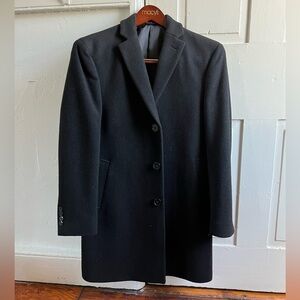 Calvin Klein Men's Black Wool-Blend X-Fit Overcoat